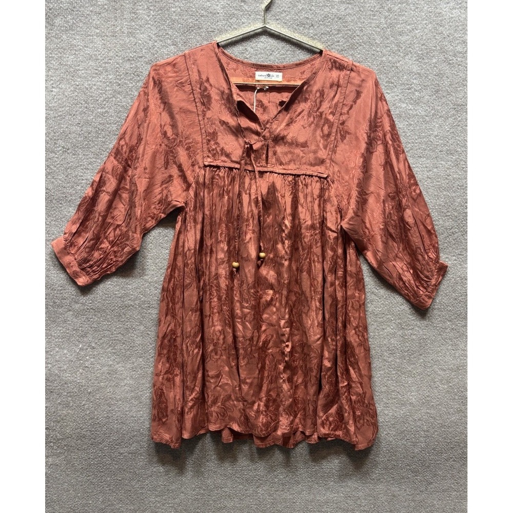 Natural Life Mini Dress Womens XS Oversized Flowy Burnt Orange BOHEMIAN NWT